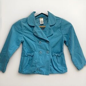Gymboree Girls Blue Corduroy Double Breasted Peplum Jacket Size Size 5/6 Cute